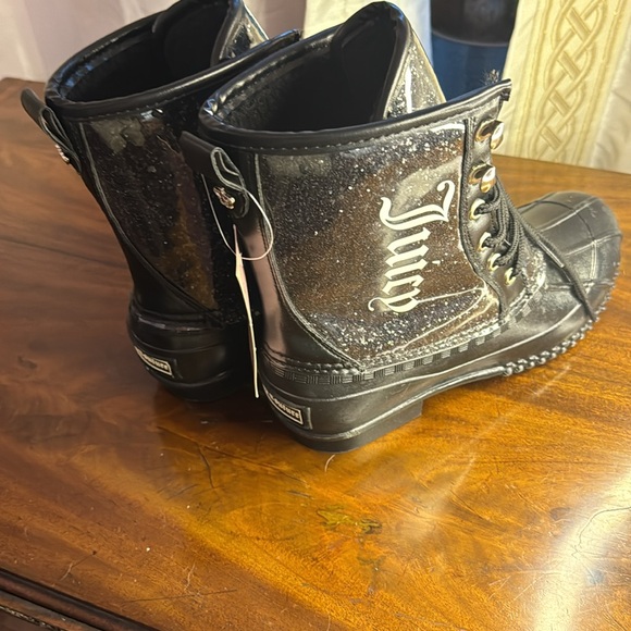 NEW Juicy Couture Rain Boots Black JC-TALOS SIZE 7 - Picture 2 of 5